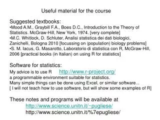 Useful material for the course