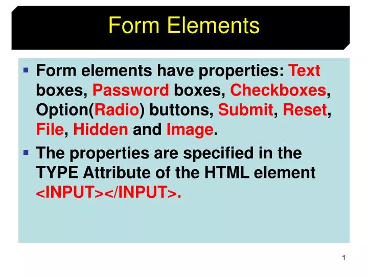 form elements