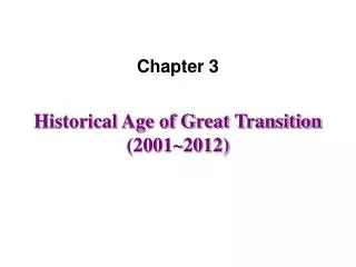 Historical Age of Great Transition (2001~2012)