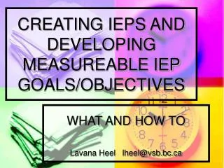 CREATING IEPS AND DEVELOPING MEASUREABLE IEP GOALS/OBJECTIVES