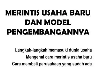 merintis usaha baru dan model pengembangannya