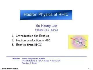 Introduction for Exotics Hadron production in HIC Exotics from RHIC