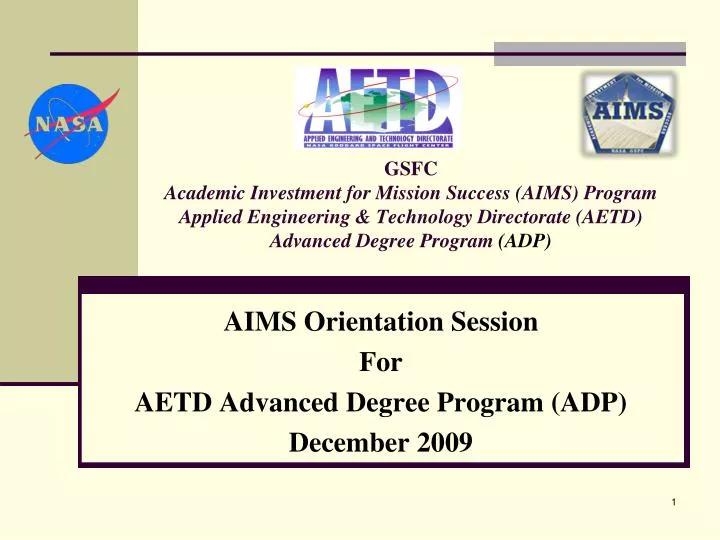 aims orientation session for aetd advanced degree program adp december 2009