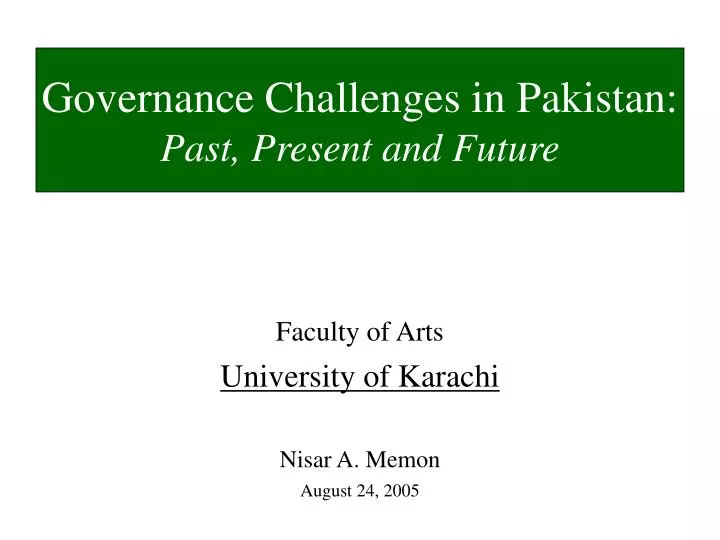 faculty of arts university of karachi nisar a memon august 24 2005