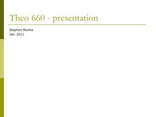 Theo 660 - presentation
