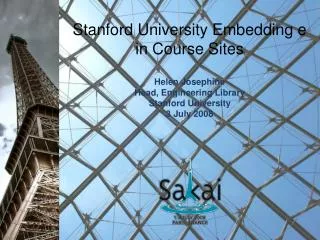 Stanford University Embedding e in Course Sites