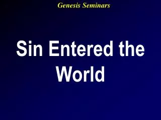 Sin Entered the World