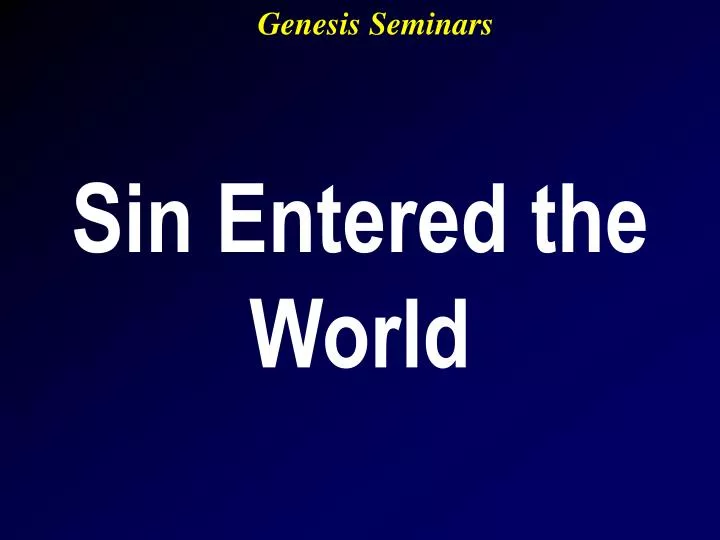 sin entered the world
