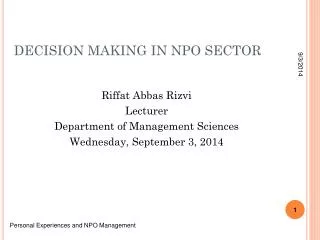 DECISION MAKING IN NPO SECTOR
