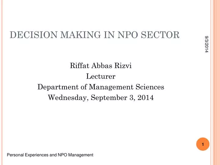 decision making in npo sector