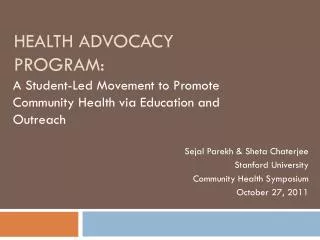 Health Advocacy Program: