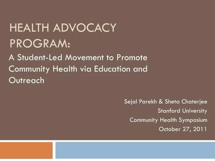 health advocacy program
