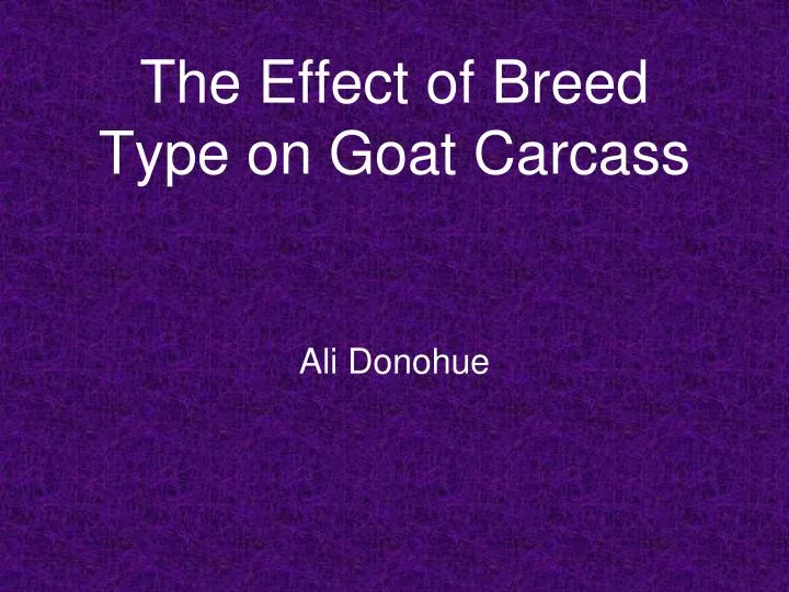 the effect of breed type on goat carcass
