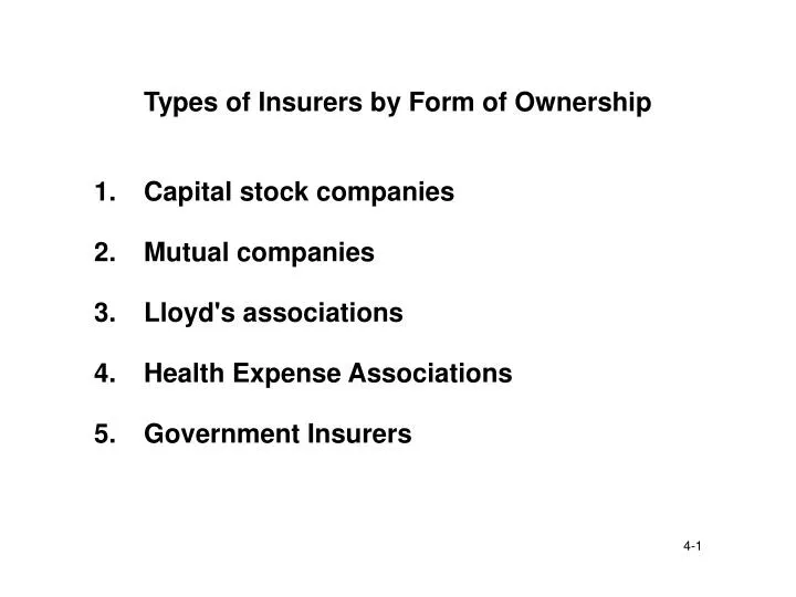 types of insurers by form of ownership