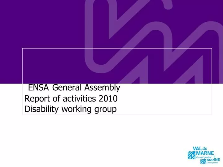 ensa general assembly report of activities 2010 disability working group