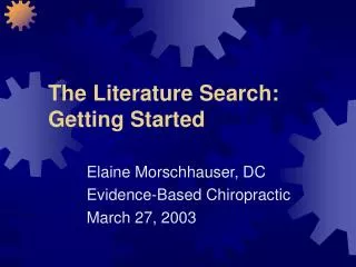 The Literature Search: Getting Started