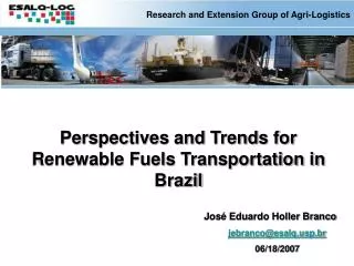 Research and Extension Group of Agri-Logistics