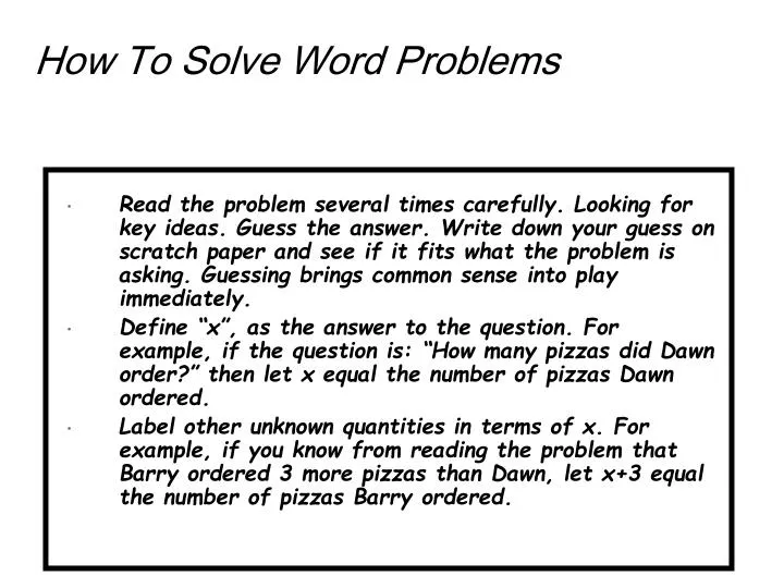 how to solve word problems