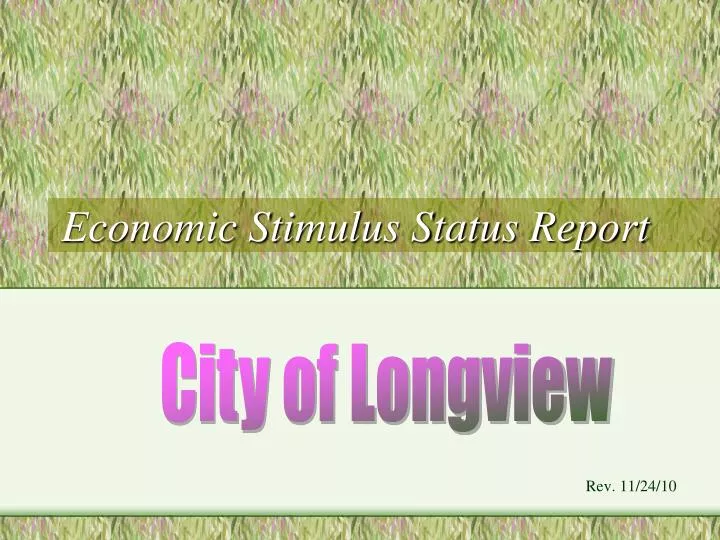 economic stimulus status report