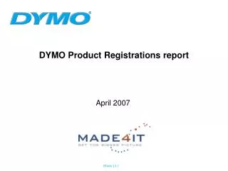 DYMO Product Registrations report