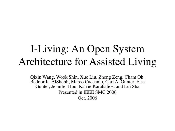 i living an open system architecture for assisted living