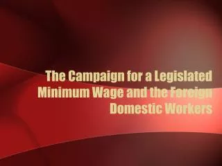 The Campaign for a Legislated Minimum Wage and the Foreign Domestic Workers