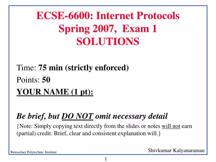 ecse 6600 internet protocols spring 2007 exam 1 solutions