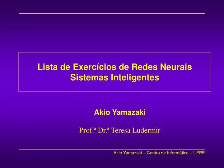 lista de exerc cios de redes neurais sistemas inteligentes