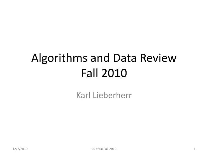 algorithms and data review fall 2010