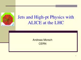 Jets and High-pt Physics with ALICE at the LHC