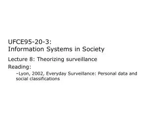 UFCE95-20-3: Information Systems in Society
