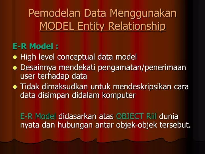 pemodelan data menggunakan model entity relationship
