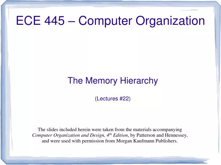 the memory hierarchy lectures 22