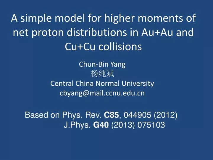 a simple model for higher moments of net proton distributions in au au and cu cu collisions