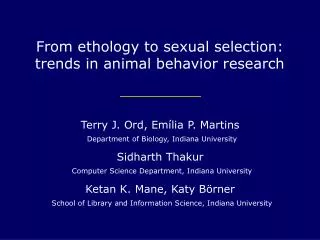 From ethology to sexual selection: trends in animal behavior research