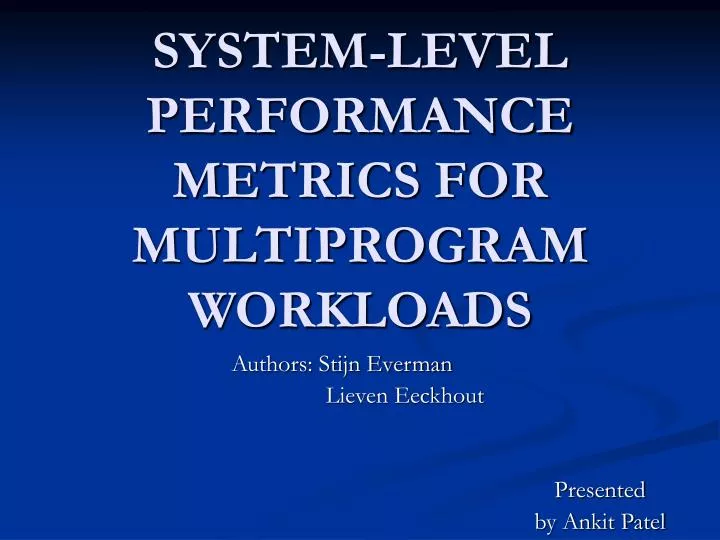 system level performance metrics for multiprogram workloads