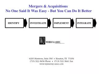 Mergers &amp; Acquisitions No One Said It Was Easy - But You Can Do It Better