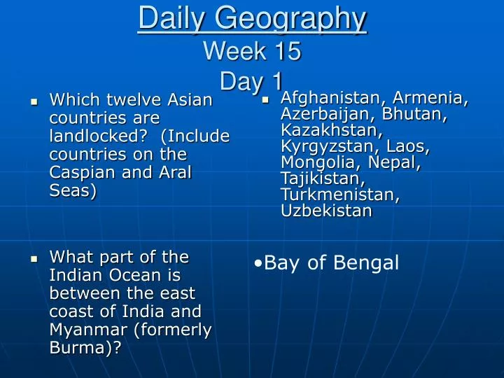 daily geography week 15 day 1