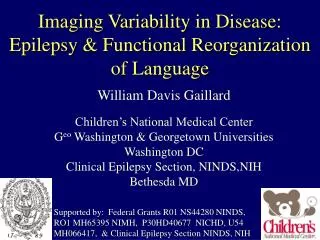 Imaging Variability in Disease: Epilepsy &amp; Functional Reorganization of Language