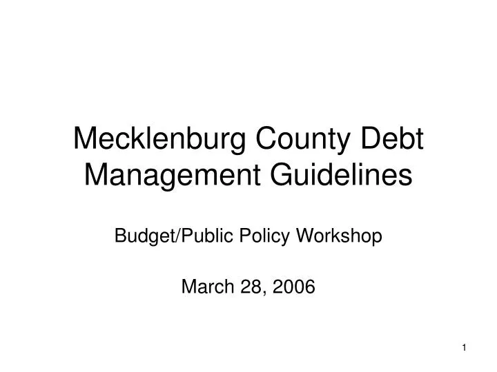 mecklenburg county debt management guidelines