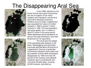 The Disappearing Aral Sea