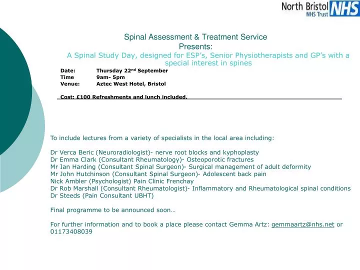 spinal assessment treatment service presents