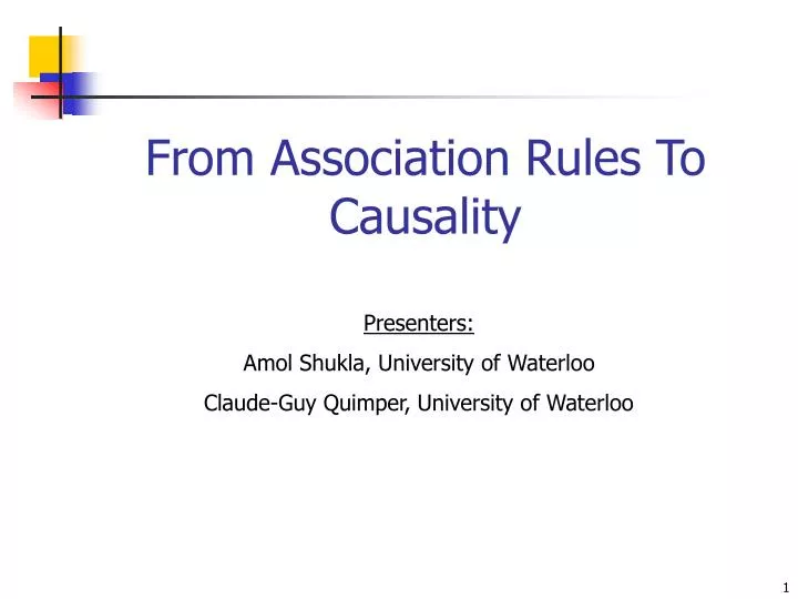 from association rules to causality