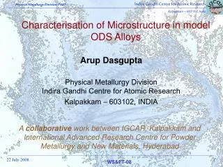 Characterisation of Microstructure in model ODS Alloys
