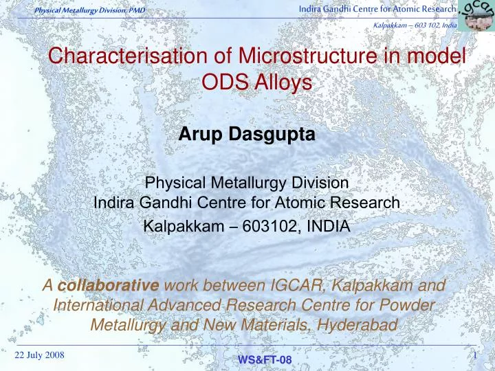 characterisation of microstructure in model ods alloys