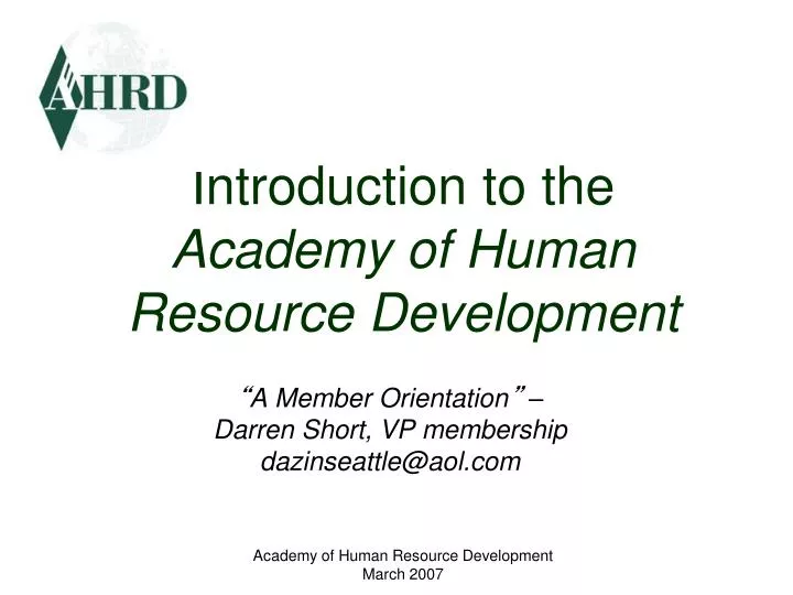 introduction to the academy of human resource development