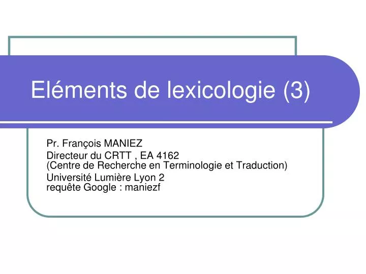 el ments de lexicologie 3