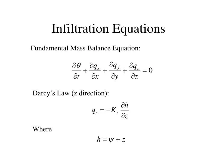 infiltration equations