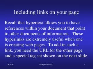 Including links on your page