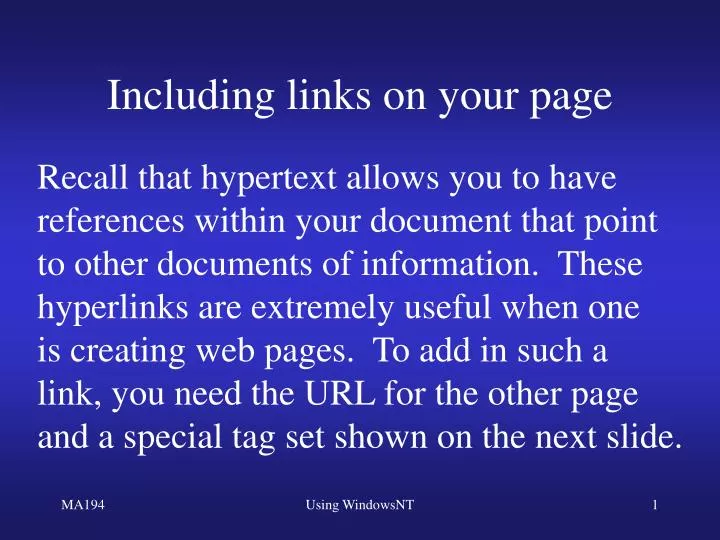 including links on your page